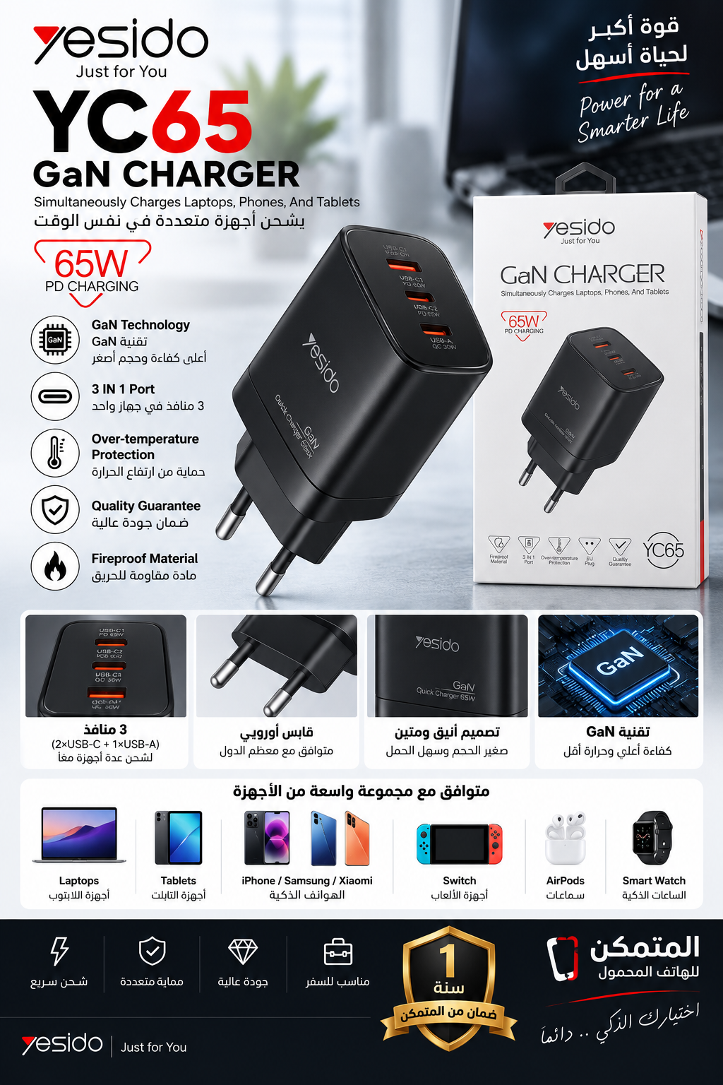 Yesido YC65 GaN Charger